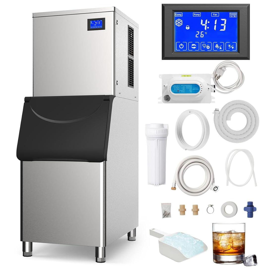 Commercial Ice Maker Machine 427Lbs/24H with 400LBS Large Storage Bin Ice Ready in Air Cooled Clear Cube Ice for Bar Business Cafe ETL NSF (427 Lbs/24H)