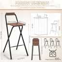 Sintuff 2 Pcs Folding Bar Stool with Backrest 29.5 Inch Portable Tall Foldable Stool Chair Metal High Folding Bar Chair Wooden Seat for Bars, Kitchen, Outdoor Shop, Parties, Cafes Walnut Color