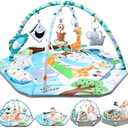 Baby Gym Play Mat, 8-in-1 Tummy Time Mat & Ball Pit with 6 Toys, Washable Baby Activity Play Mat for Visual, Hearing, Sensory, Motor Development, Baby Toys Gift for Toddler Infant 0-3-6-9-12 Months