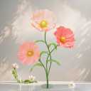 Large Paper Fake Flowers Decor -5.6 Ft Giant Artificial Flowers Big Floral with Standing Base for Valentine Wedding Parties Baby Showers Window Display Background Decorations (Set of 3) (Light Champagne & Blush Pink & Deep Pink)