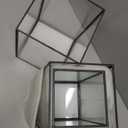 Set of 3 Square Glass Hurricane Candle Holders, Clear Glass Framed in Black-Finish Brass, Great for Home Decor and Wedding,Holiday Decor.