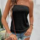 ZAFUL Women Satin Strapless Tube Tops Side Split Sleeveless Backless Bandeau Top Going Out Bustier Tops Silk Tank Top, XL (Black)
