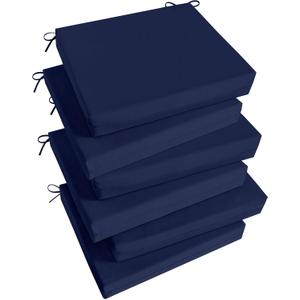 Basic Beyond Outdoor Chair Cushions Set of 6, Square Corner Outdoor Cushions for Patio Furniture, Water Resistant Patio Chair Cushions with 2 Ties, 18.5x16x3, Navy