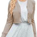 GRACE KARIN Women's Open Front Knit Cropped Bolero Shrug Cardigan Sweater Long Sleeve (S-4XL) (Medium, Khaki)