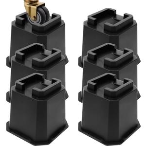 MCXYEM Adjustable Bed Furniture Risers Elevation in Heights Heavy Duty Risers for Both Posts and Wheels of Furniture Sofa Bed Couch Table (Black 6 Pack, 8 Inch)