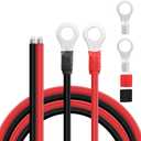 Solar Battery Cables 10 Gauge Power Inverter Cables with 3/8" Ring Terminals 10AWG Wire Tinned Copper Tray Extension Cable for Solar, RV, Auto Car, Boat (1M)