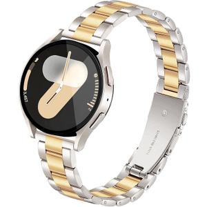 Melyis Slim Stainless Steel Band for Samsung Galaxy Watch 7 Band 6 5 4, 20mm Strap for Samsung Watch Bands 40mm 44mm, Women Strap fits Galaxy Watch 6 Classic/5 Pro/4 Classic/Active 2-Starlight/Gold