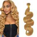 Body Wave Human Hair Bundles Honey Blonde 1 Bundle Light Blonde 20 Inch Human Hair Extension Single 100G Color 27 Unprocessed Brazilian Virgin Hair Double Weft