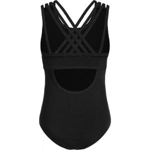 Arshiner Girls Ballet Leotards Dance Gymnastic Outfits Crisscross Straps Sleeveless Tank Dancewear (9-10 Years, Black)