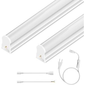 Ensenior 2-Pack T5 LED Shop Lights, 4FT 2000LM 6500K Super Bright White Integrated Single Fixture, 20W Linkable Utility Commercial Lighting for Gym/Garage/Ceiling/Under Cabinet, Plug & Play, FCC