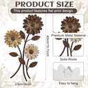 Xuhal Metal Flower Wall Art, 15.75 Inch Vintage Daisy Wall Decor, Rustic Metal Floral Hanging Farmhouse Spring Leaf Sculpture for Living Room Bedroom Indoor Outdoor(Brown)