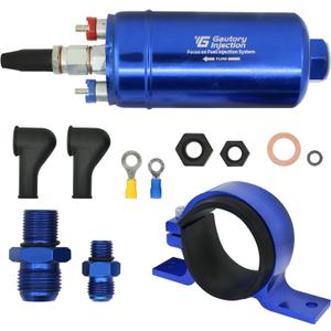 Universal External Inline Electric Fuel Pump High Flow 300LPH 12V with Mounting Bracket Clamp Blue