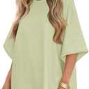 Tankaneo Womens Oversized Half Sleeve T-Shirts Trendy Casual Baggy Loose Fit Tops Summer Crew Neck Tees Shirts (X-Large)