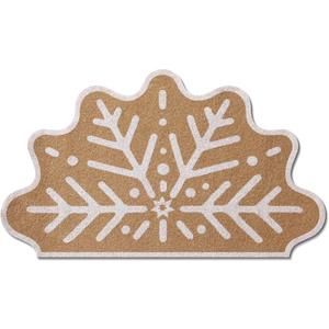 Drydiet Christmas Winter Snowflake Coir Doormat with Non Slip TPR Backing 18 x 30 Inch Christmas Welcome Mat for Kitchen Decorative Soft Rug for Front Door Entrance Porch Bathroom Holiday Decor 