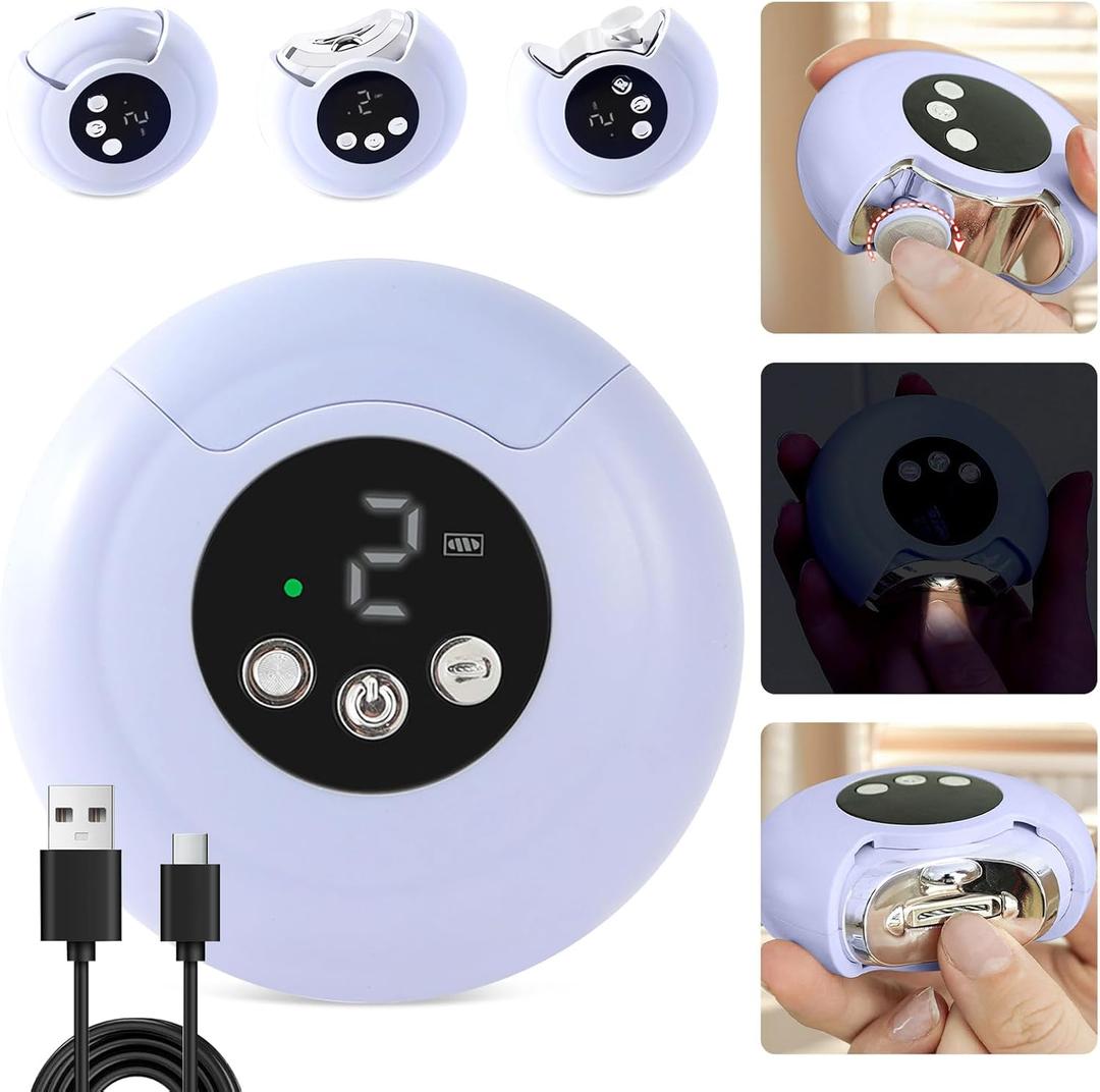 3-in-1 Electric Nail Clipper - 2025 New 360 Rotation Electric Nail Trimmer with Auto Storage | Led Light & 3 Speeds | Battery & Speed Indicator, Automatic Nail Clipper for Baby Seniors Adult
