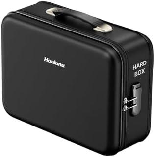 Honlunu Fireproof Document Box, Hard Case Fireproof Document Organizer with Lock, Water Resistant Safe Box for Important Documents Certificates Laptop Passports, Black