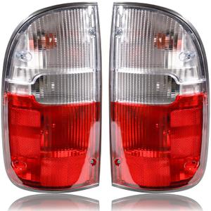 Tail Lights Assembly w/Blubs Compatible with 1995-2000 Toyota Tacoma,Rear Pair Left Driver and Right Passenge Side Taillights Replacement# TO2801116 8155004030 (Red/Clear Len)