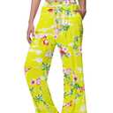 Veseacky Womens Loose Pants Wide Leg Sweatpants Loose Pants for Women Summer Women's Wide Leg Yellow Flower Medium