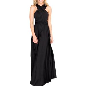 OBEEII Bridesmaid Dress for Womens Infinity Dress Wedding Convertible Multi Way Dress Twist Wrap Long Dress Elegant Cocktail Party Evening Prom Grown Black Large