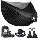 Covacure Camping Hammock - 772lbs Capacity Double Hammock with Tree Straps, Lightweight Parachute Nylon Outdoor Survival Gear for Hiking, Backpacking, Travel or Backyard (Black)