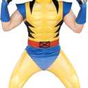 MARVEL Wolverine Official Adult Deluxe Zentai Halloween Costume-Deluxe Two-Way Stretch Spandex Suit with Gloves and Claws (Yellow, M)