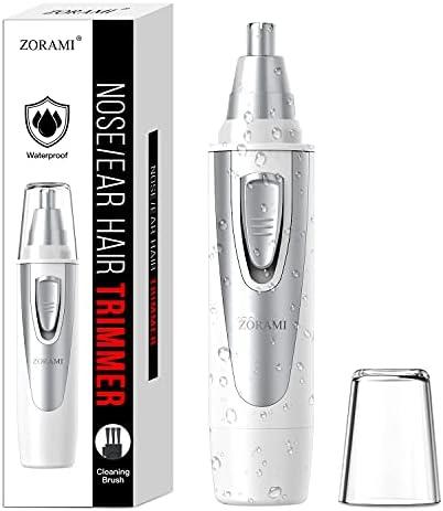 Ear and Nose Hair Trimmer Clipper - 2024 Professional Painless Eyebrow & Facial Hair Trimmer for Men Women, Battery-Operated Trimmer with IPX7 Waterproof, Dual Edge Blades for Easy Cleansing White