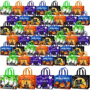 Abbylike 100 Pack Halloween Tote Bags Bulk, Large Gift Bags with Handles, 1 Count