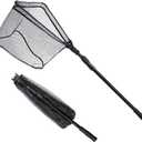SAN LIKE Fishing Landing Net - Telescoping Catch and Release Rubber Coating Net Folding Portable Non-Slip Extend to 71inches