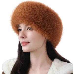 Dikoaina Womens Faux Fur Headband Winter Earwarmer Earmuff Ski (Light Tan)