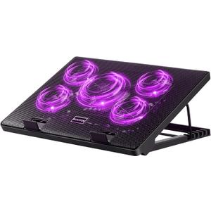 Kootek Laptop Cooling Pad, Laptop Cooler with 5 Quiet Fans for 12"-17" Computer PC Notebook Gaming Laptop Fan, Height Adjustable Laptop Cooling Stand Laptop Accessories (Purple)