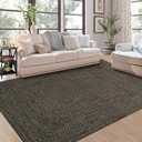 ROYHOME Area Rug 10x13 Extra Large Rug Print Braided Machine Washable Rug for Bedroom Stain Resistant Non-Slip Carpet Farmhouse Solid Printed Textured Floor Cover for Home Decor, Brown