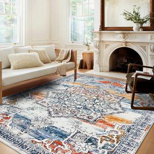 8x10 Area Rugs for Bedroom, Washable Large Area Rugs Non-Slip and Non-Shedding, Boho & Vintage Area Rug for Living Room, Kitchen, Dining Room