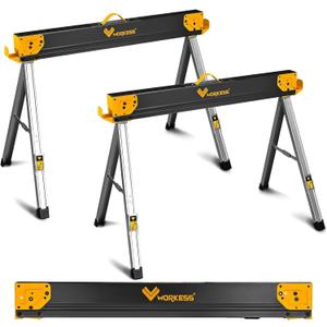 Saw Horses 2 Pack Folding, Heavy Duty Sawhorse Table 2600 Lbs Load Capacity with 2x4 Support Legs, Portable Folding and Fast Open Legs and Easy Grip Handle for Woodworking