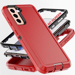 for S21 Case,[Military Grade] 3 in 1 Full Body Shockproof Dust/Drop Proof Heavy Duty Protection Cover,for Samsung Galaxy S21 6.2 Inch,Black+Red