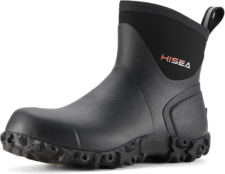 HISEA Men's Rain Boots Waterproof Insulated Rubber Boots Neoprene Mud Boots Outdoor 11