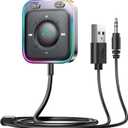 JOYROOM Bluetooth 5.4 AUX Car Adapter[2025 Upgrade] [Stronger Dual Mics& Noise Cancellation] [Multifunction Button& Plug-and-Play] Bluetooth Receiver for Car Music/ Hands-Free Calls/ Stereo Audio, Black