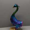 Alpine Corporation - 23" Tall Outdoor Metallic Peacock Tail Spread Yard Statue  Vibrant Garden Sculpture for Patio, Lawn, or Entryway (Multicolor)
