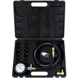 JoyFans Oil Pressure Tester Tool, 0-140PSI Oil Pressure Gauge Kit for Fuel System Mechanical Sensor Engine Cylinder Compression Test with Hose Adapters for Cars ATVs Trucks Use Black Case