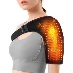 Yabuu Heated Shoulder Wrap Pad with Massager for Arm Pain Relief,Electric Massager Heating Pad with 3 Vibration and Heat Settings hot Therapy for Shoulder for Women Men Gift (No Power Bank)
