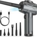 Electric Compressed Air Duster for Computers, 100000RPM Powerful Air Duster for PC/Keyboard/Car/Electronics,3 Power Speeds Air Blower with LED Light (Grey)