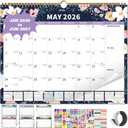 Calendar 2026-2027 Planner Wall Hanging Spiral Bound 18-Month Calendars with Stickers and Magstrip Marble (15"  12")