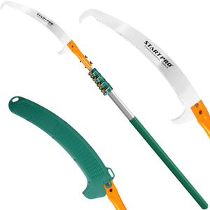 StartPro 23ft Reach Tree Pruning Saw, Telescopic Manual Lightweight Extendable 18ft Pole Saw with Sharp Carbon-Enriched Blade for Efficient Tree Maintenance and High-Reach Branch Cutting.