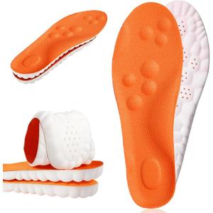 2026 New Steppers Insoles for Men & Women,Cloud Soles for Men, trimmable to fit, with Arch Support to Relieve Foot Pain and Fatigue (1 Pair Orange, Men: 6-7.5/Women: 7-8.5)