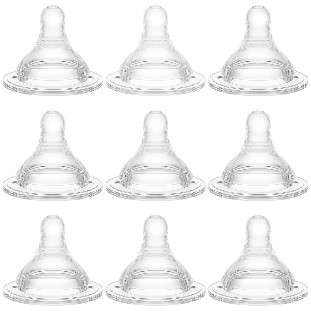Bottle Nipples Medium Flow Nipple Level 2, 3m+, Compatible with Wide-Neck Baby Bottle, 9 Count