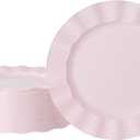 72 Pack Pink Plastic Plates, 10" Disposable Wave Dinner Plates Elegant Heavy Duty Serving Dishes for Party, Wedding, Thanksgiving, Christmas