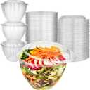 Stock Your Home Plastic Bowls with Lids (50 Count) 48 Oz. Disposable To-Go Containers Large Airtight Bowls for Dinner or On-the-Go Meals