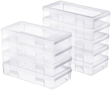Naivees Medium Clear Storage Box 9 Pack Stackable Storage Containers with Snap-Tight Latch 10" x 5"x 1.9" for Pencil Box,Art tools