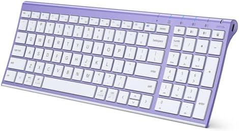 iClever Bluetooth Keyboard Quiet Typing Multi-Device USB-C Rechargeable – Slim Wireless Keyboard for Mac Windows iPad Office