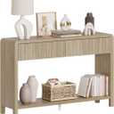 FATORRI Console Table for Entryway Storage, Wood Sofa Tables for Living Room, Couch Table with 2 Drawers for Hallway (47.2 inch, Light Walnut)