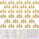 Yaomiao 66 Pieces Foam Princess Tiaras DIY Crowns Kids Party Favors Craft Crystal Diamond Sticker Girls Making Your Own Tiara (Gold)